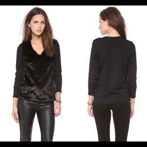Club Monaco Kenzie Faux Fur V-neck Sweatshirt